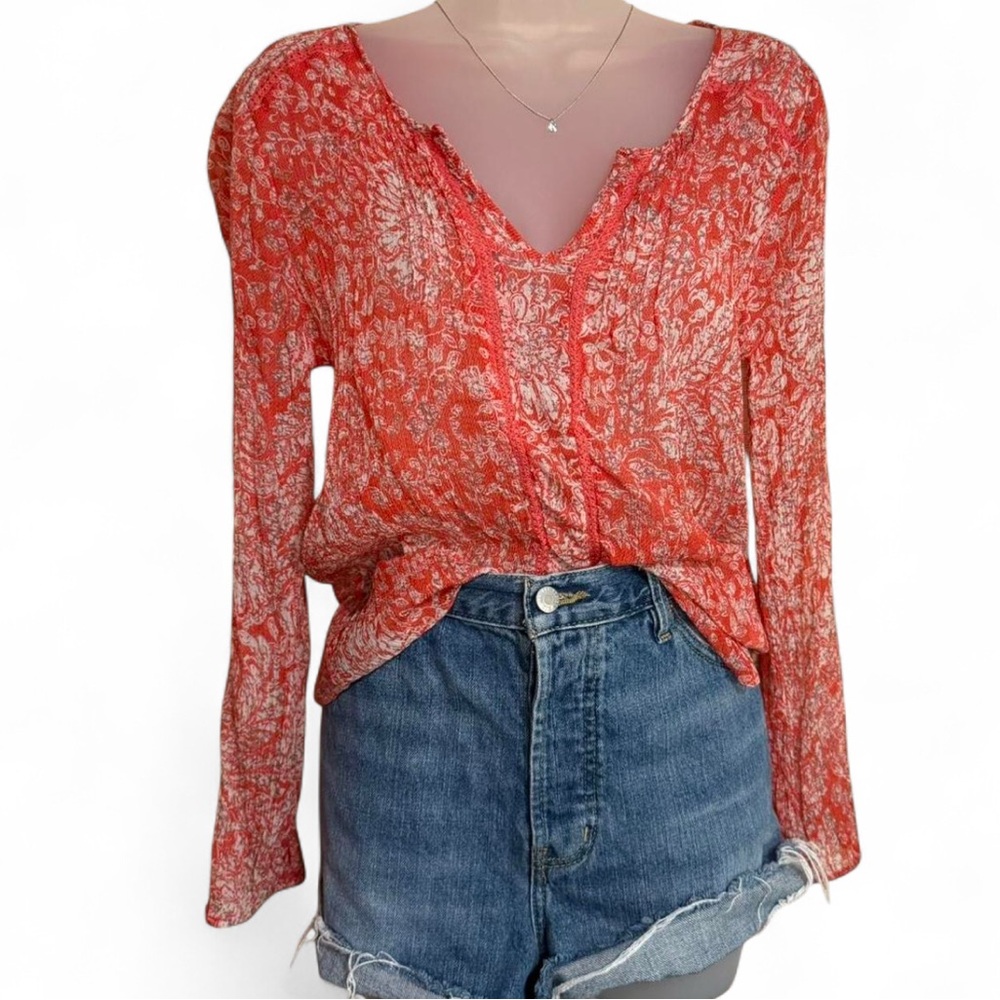 Lucky Brand Red Paisley Blouse. Size S. Excellent Condition